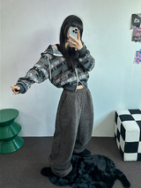 2ウェイ🤎 ノルディックフーディーセミクロッピードジップアップジャケット 🤎💙🩶2カラー