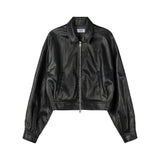 CROP LEATHER[FAUX] JACKET (BLACK)