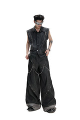 Chain Detail Wide Leg Pants