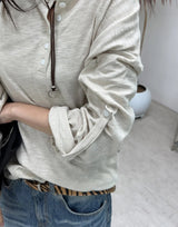 Heren Roll-up Slub Henley Neck Long Sleeve