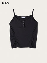 SIDE SHIRRING BUTTON SLEEVELESS (3C)