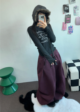 パラシュートツーピンタックバルーンロングワイドパンツ 🖤🩶💜🤎🩷5COLOR