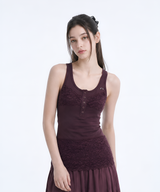 LACE SLEEVELESS [BURGUNDY]