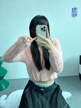 ANGORA CROP HOOD ZIP-UP🖤🩷💛🤎💚 - 6 COLORS