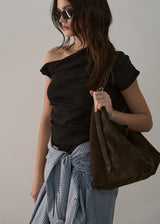 ONE SHOULDER CROP TOP_BLACK