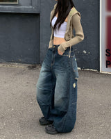 Back damage denim pants