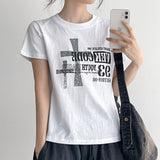 コード レタリング ショートスリーブ クロップ Tシャツ (3 colors)