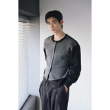 Layered wool knit cardigan(Black)