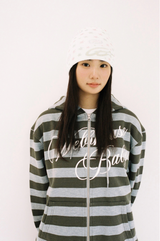 Web Baby Striped Hoodie Zip-Up - Grey/Khaki