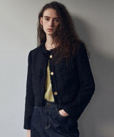 FRINGE TWEED JACKET_BLACK