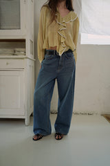 Open sheer blouse_mustard