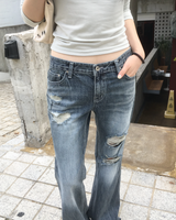 ローライズ グレー ウォッシング ブーツカット パンツ