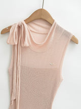 Isolde Ribbon Neck Ribbed Top