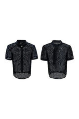 ニットタイディテールメッシュTシャツ