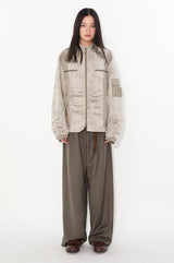Snake pattern printed heavy-duty patchwork loose jacket