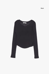 ディープVネックシースルークロップロングスリーブ