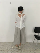 Chloe Button Roll Up 3/4 sleeve 2-Way Vneck (5c)