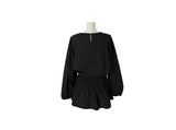 Miao Banding Strap Layered Mini Long Sleeve One Piece