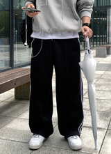 キーパーデイリーダブルロートラックバンディングワイドパンツ