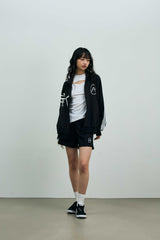 リボンジャージトラックショートパンツ/ネイビー