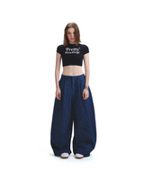 PUSH PUSH PP STRIPES PANTS ストライプワイドパンツ青色（あおいろ）