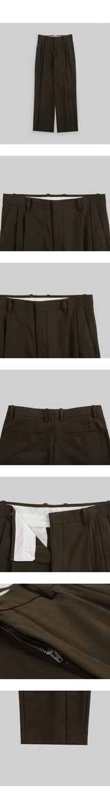Wool TR Wide Slacks [Khaki]