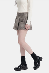 Miley Washed Cargo Pleats Skirt