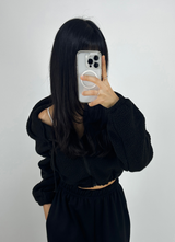 (LOWEST PRICE!/HOT DEAL♥) FLEECE SHERPA HOODIE ZIP-UP BANDING SEMI-CROPPED HOODIE - 3 COLOR