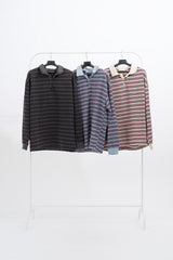 Juk Collar Stripe Pigment Long Sleeve T-Shirt
