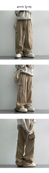 [3 Tier Length] [S–2XL] Tida Tantan Pintuck Banding Cargo Wide Pants (6 colors)