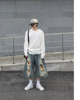 Sheer Raw-Edge Waffle Long Sleeve