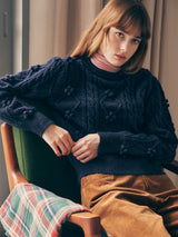 POMPOM CABLE KNIT NAVY