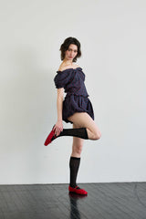 MINI HEART BALLOON SKIRT PANTS / NAVY