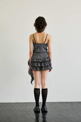 LEOPARD FRILL SLEEVELESS TOP / GRAY