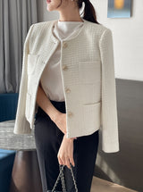 Shurea No Collar Pearl Tweed Jacket