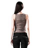 PYTHON SHIRRING SLEEVELESS TOP BEIGE