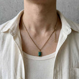 Green Stone Frame Necklace