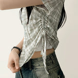  Marty Side Shirring String Short Sleeve Shirt