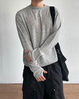 Waffle Crop Long Sleeve Tee