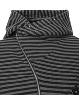 ダイアゴナルパッチストライプフードジップアップ_CHARCOAL