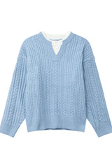 Layered Look Cable Knit Sweater