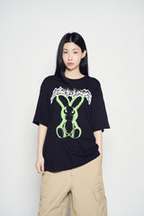 25SS ネオンエイリアンラビットショートスリーブTシャツ ブラック