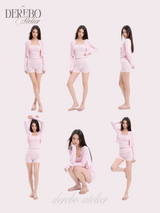 Pink cream lounge cardigan top set (sleeveless)