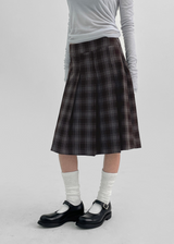 [MADE] Tnew Check Pleated Midi Skirt