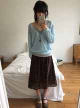Otsuri Loose-Fit Summer Deep V-Neck Knit