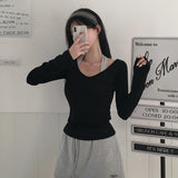 [MADE] Ray, U-neck rib long sleeve T-shirt