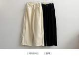 Sand corduroy side pin-tuck wide pants