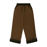Roll-Up Check Sweat Pants - Brown