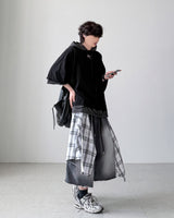 Check Skirt Bermuda Denim