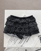 DOTINA Ruffle Dot Mini Pants Skirt (Black)